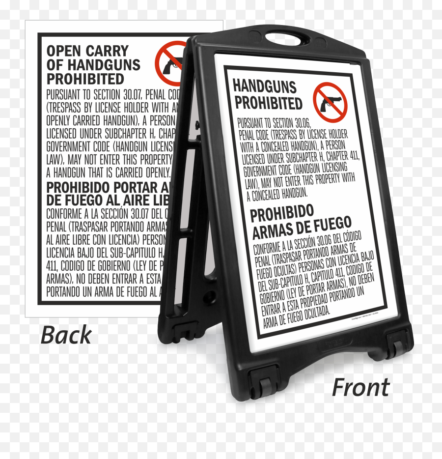 Texas 3006 And 3007 Signs Concealed U0026 Open Carry - Event Parking Signs Png,No Handguns Icon