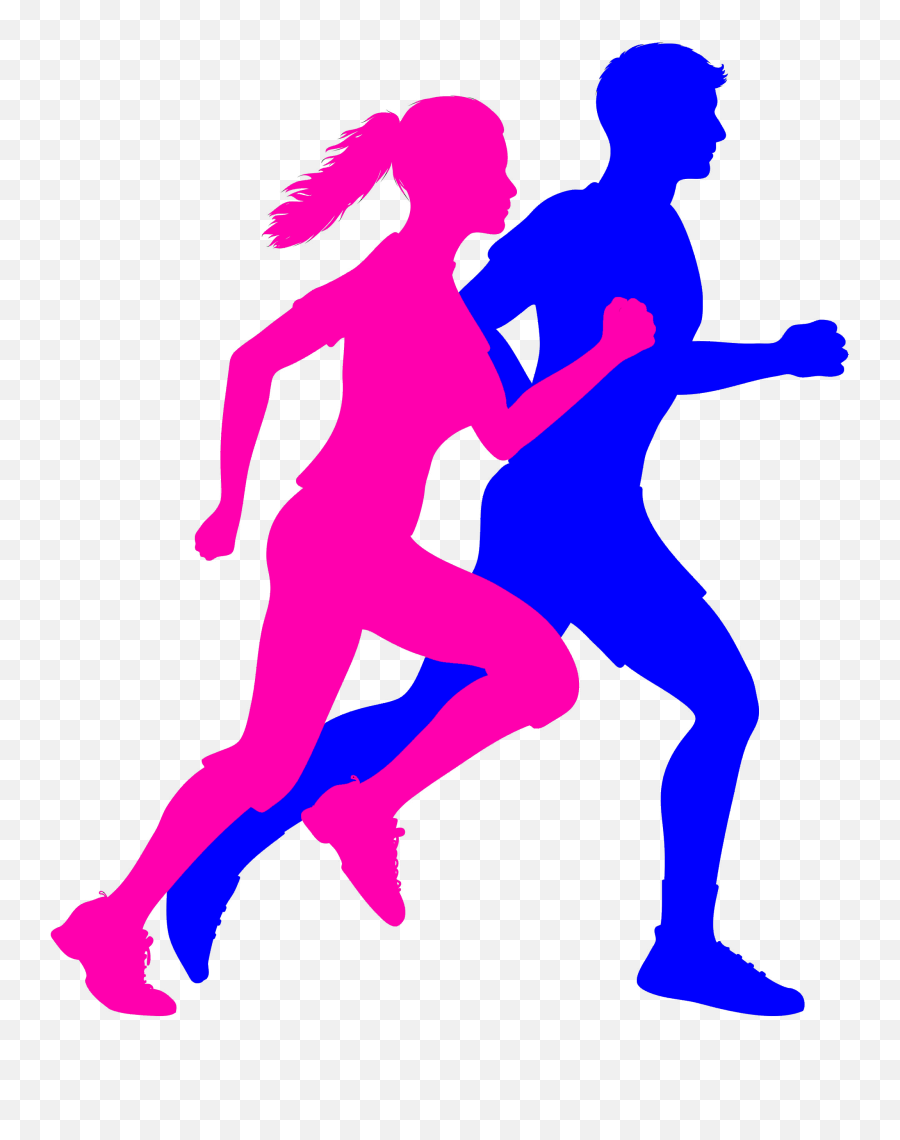 Excercise - Running Man And Woman Silhouette Full Size Png Running Clipart,Running Woman Icon