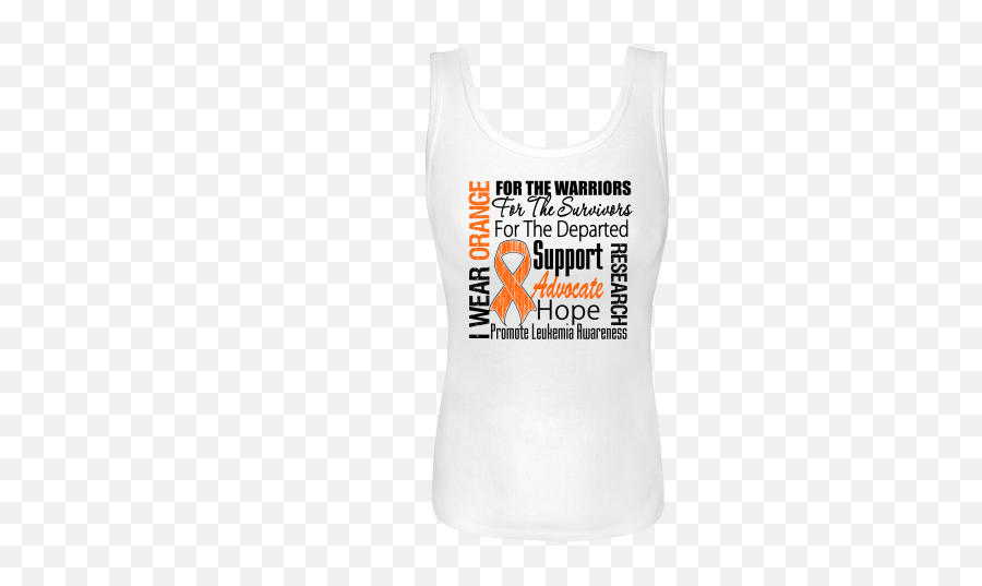 Leukemia I Wear Orange Ribbon Tribute White Womenu0027s - Active Tank Png,Orange Ribbon Png