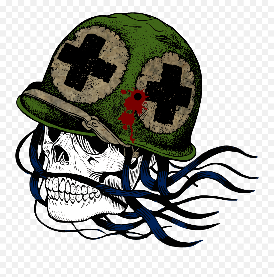 Skull With Helmet Png 2 Image - Medic Skull,Army Helmet Png
