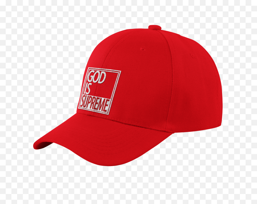 God Is Supreme Logo Dad Hat White U0026 Red - Maga Hat Png,Supreme Logo Font