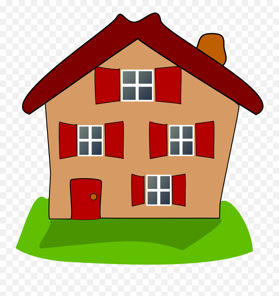 Clipartpainted House With Four Open Windows - House With Four Windows Png,Open Window Png