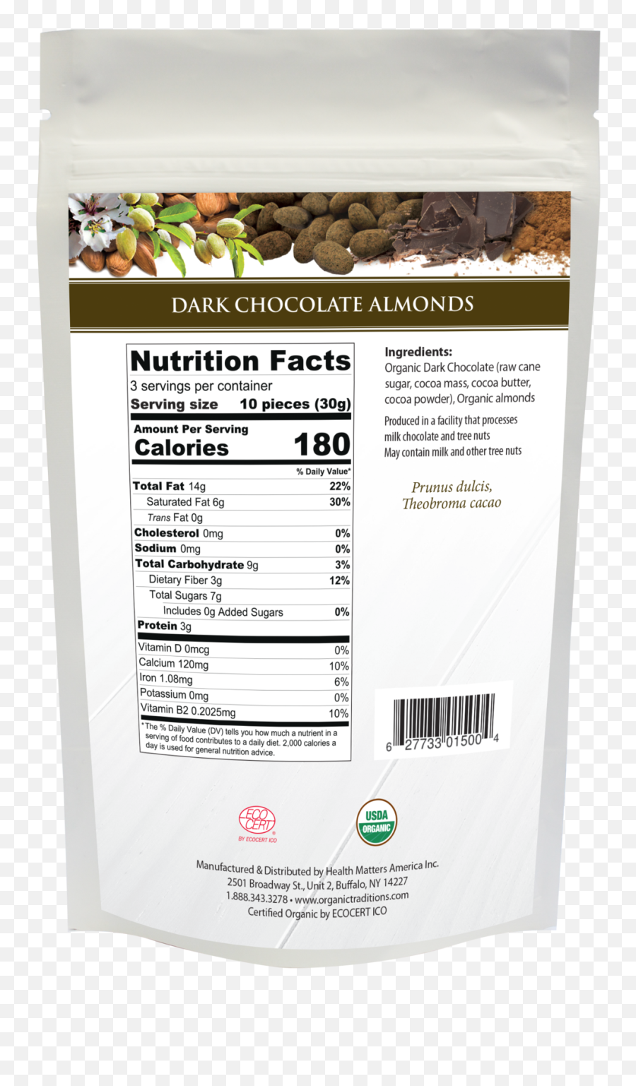 Organic Dark Chocolate Covered Almonds - Organic Traditions Dark Chocolate Almonds 100g Png,Almonds Png