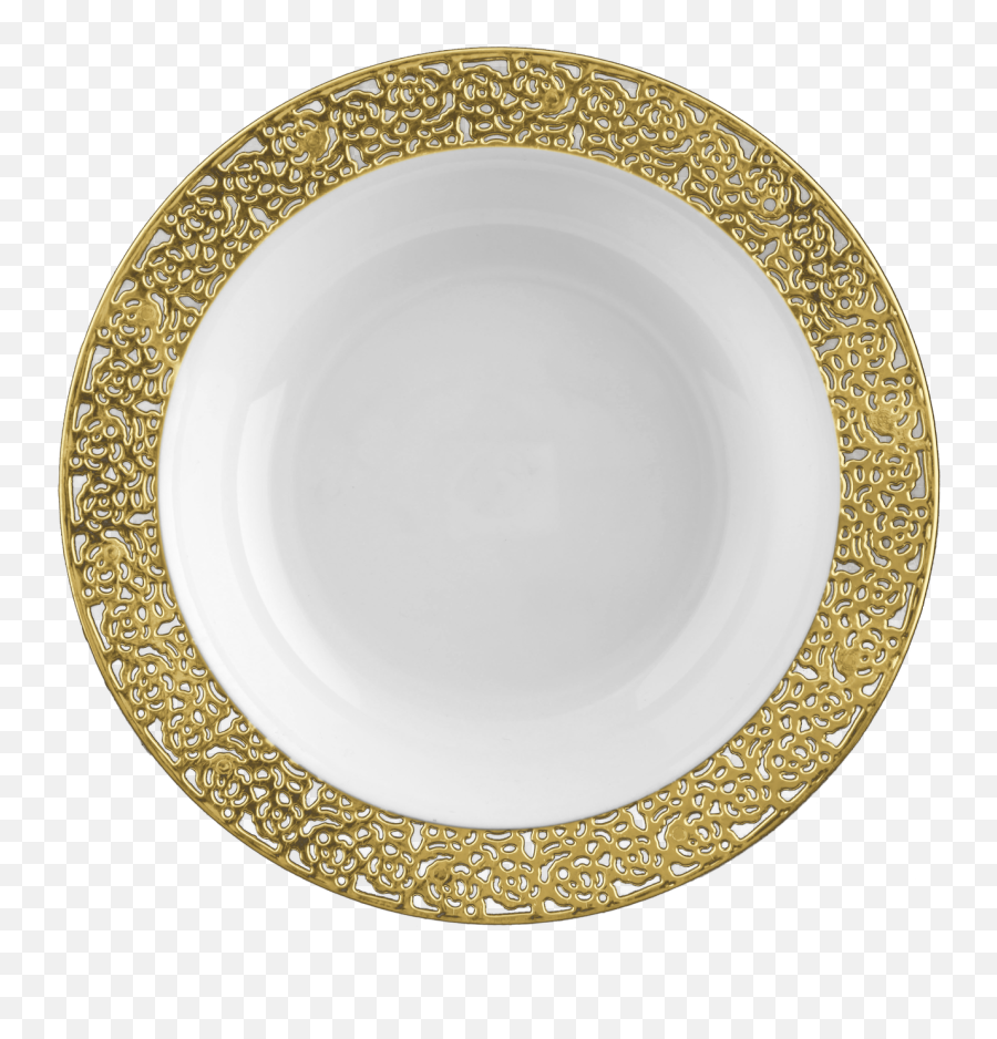 Gold Trim Plastic 12 Oz Soup Bowls - Fancy Plate Transparent Png,Gold Trim Png