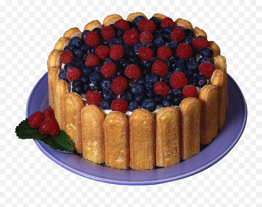 Download Hd Charlotte Cake With Raspberries And Blueberries - Charlotte Cake Png,Blueberries Png