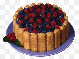 Download Hd Charlotte Cake With Raspberries And Blueberries - Charlotte Cake Png,Blueberries Png