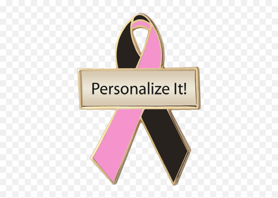 Black And Pink Awareness Ribbons Lapel Pins Personalized - Black And Pink Ribbons Png,Black Ribbon Png