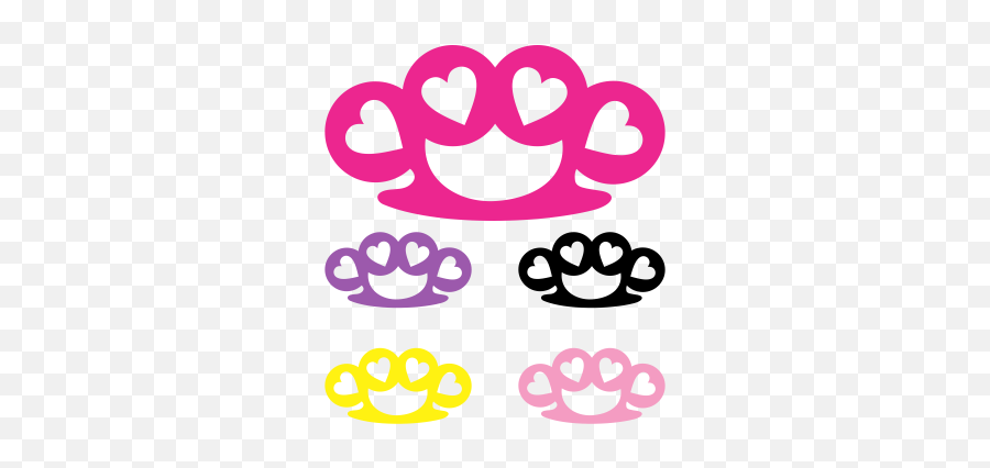 Brass Knuckles With Hearts Decal - Girl Brass Knuckles Clipart Png,Brass Knuckles Png