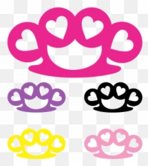 Brass Knuckles With Hearts Decal - Girl Brass Knuckles Clipart Png,Brass Knuckles Png