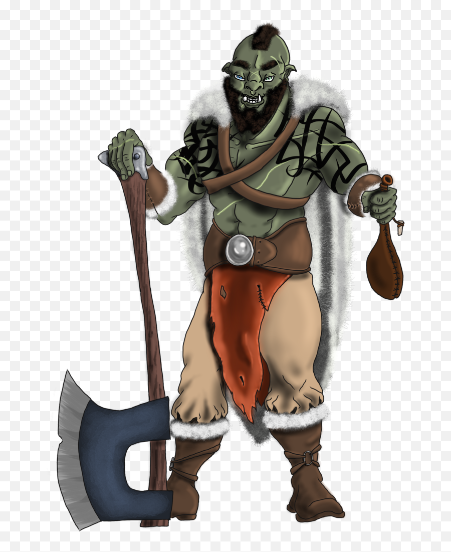 Orc Drawing Barbarian - Axe Half Orc Barbarian Png,Orc Png