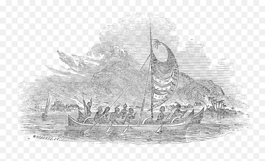 Filesandwich Islands Double Canoe Engraving By W Roberts - Sail Png,Canoe Png