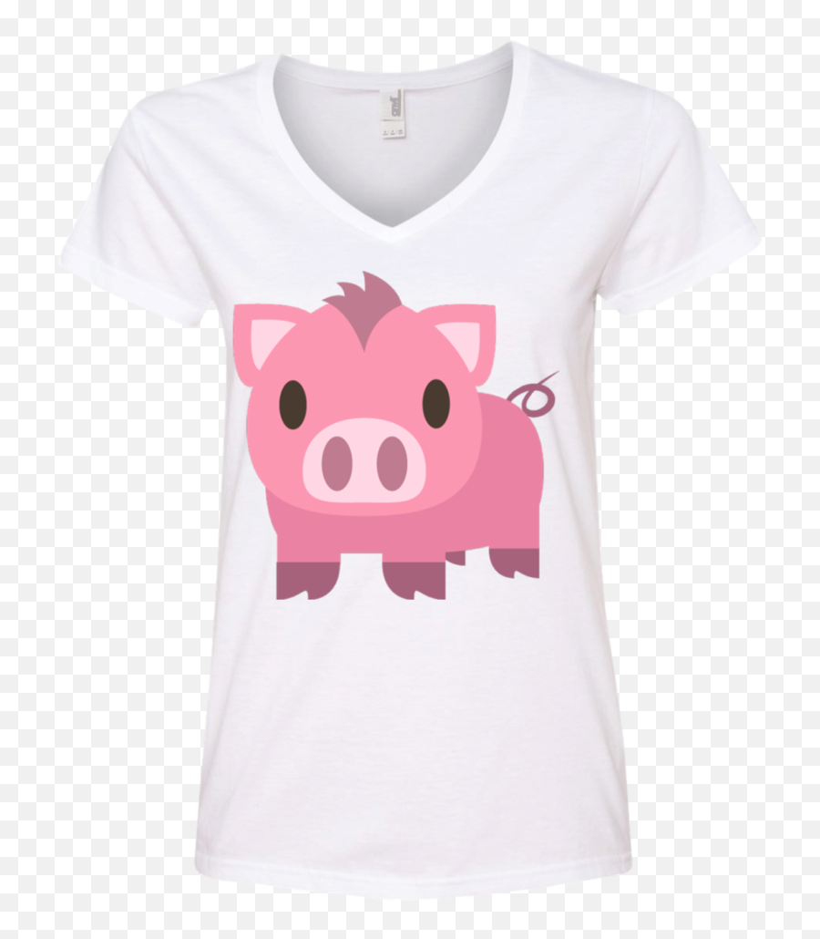 Pig Emoji Ladiesu0027 V - Neck Tshirt U2013 That Merch Store Pig Joypixels Png,Pig Emoji Png