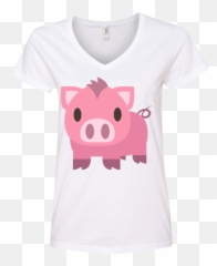 Pig Emoji Ladiesu0027 V - Neck Tshirt U2013 That Merch Store Pig Joypixels Png,Pig Emoji Png