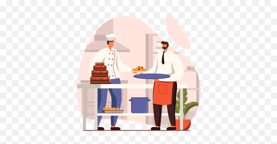 Best Premium Chef Making Cake Illustration Download In Png - Customer,Chef Icon Cake