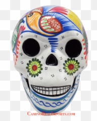 Day Of The Dead Hand Painted Skull Mcs006 - Skull Png,Day Of The Dead Png