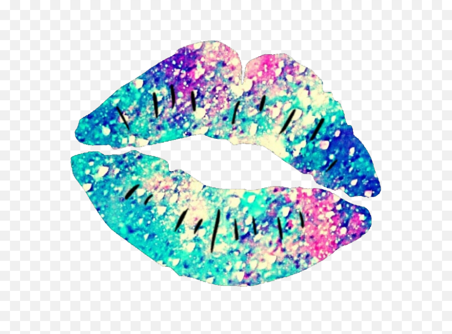 Kiss Ftestickers Colorful Stickers Glitter Sparkle - Cartoon Glitter Lips Png,Lips Clipart Transparent Background
