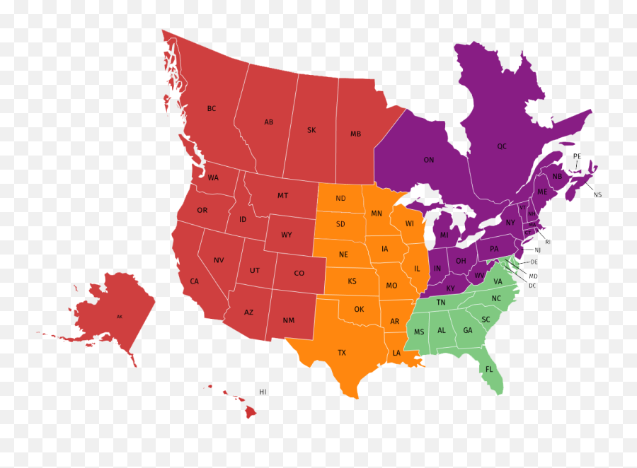 United States And Canadian Sales Regions - Epic Pass Map North American Confederacy Png,United States Map Transparent