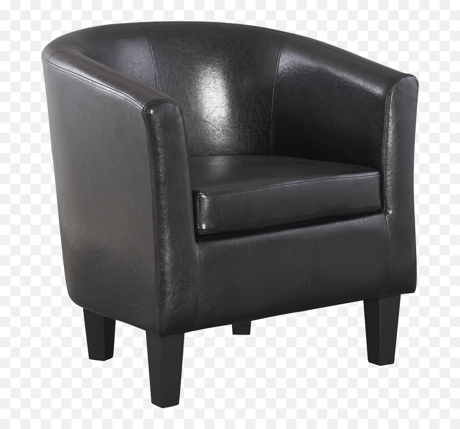 Black Leather Tub Chair Transparent - Black Transparent Background Chair Png,Chair Transparent Background