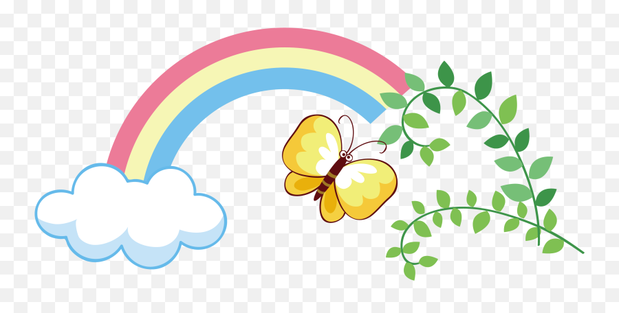 Rainbow Butterfly Clipart Png Text - Rainbow And Butterflies Clipart,Butterfly Clipart Png