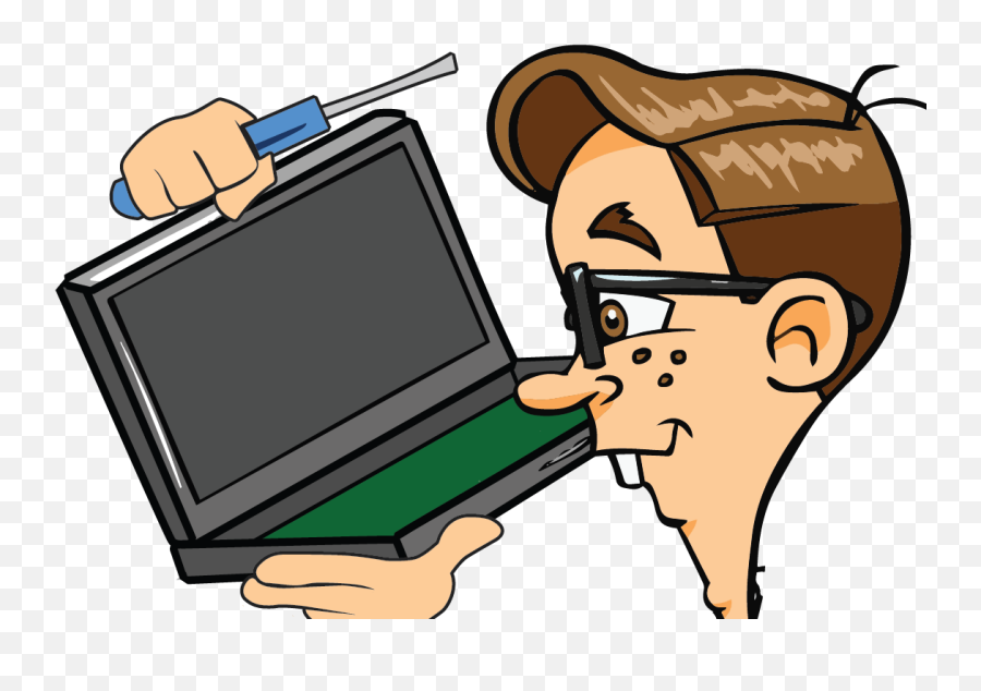 Laptop Repair Portland Clipart - Cartoon Computer Technician Computer Technician Cartoon Png,Cartoon Computer Png