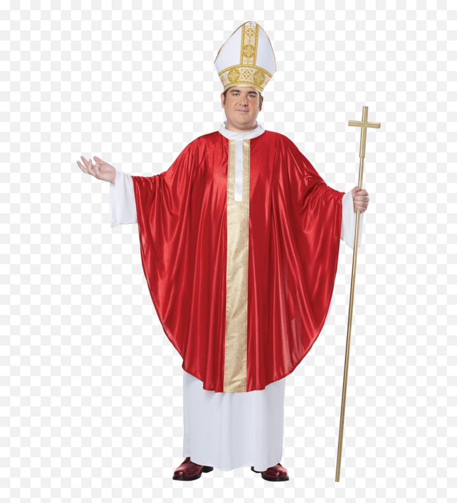 Details About Mens Plus Size Pope Costume Bishop Robe And Hat Halloween Religious Fancy Dress - Medieval Pope Costume Png,Pope Hat Png