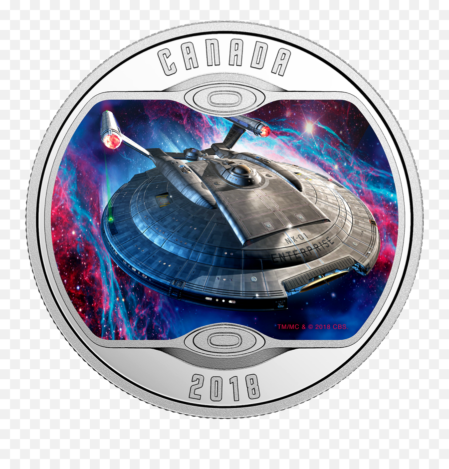 Star Trek Enterprise Nx - 01 Pure Silver Glowinthedark Colored Coin 2018 Star Enterprise Png,Star Trek Enterprise Png