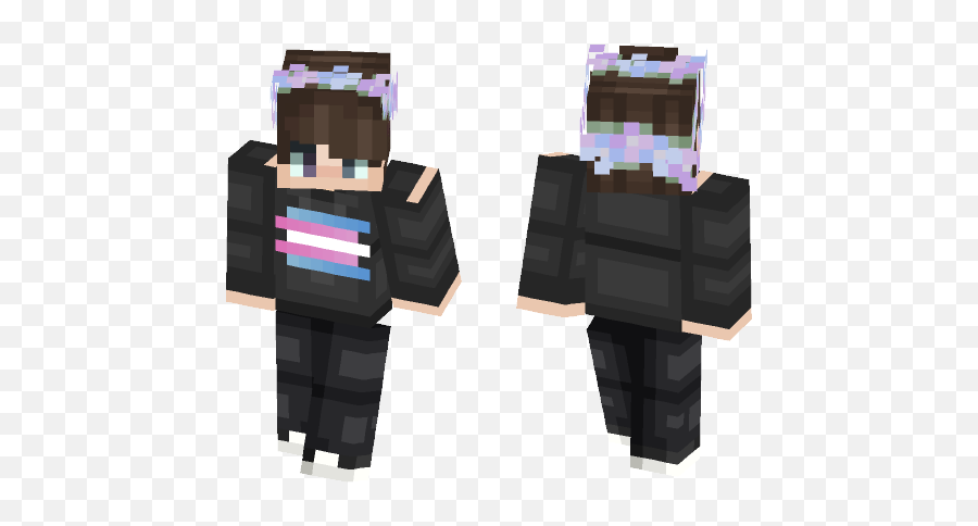 Download Trans Male Skin - Trans Flag Minecraft Skin For Half Enderman Minecraft Skin Png,Trans Flag Png