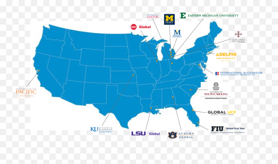 Download University Partners Map Png - Los Angeles On A Map Of Usa,California Map Png