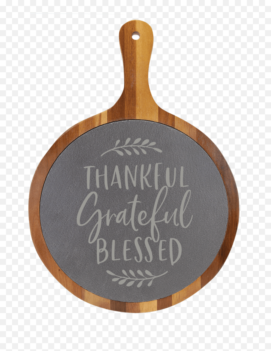 Thankful Grateful Blessed Round Slate Cutting Board - Decorative Png,Thankful Png