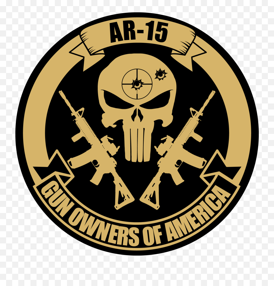 Download Hd Ar15goa Punisher Decal Black U0026 Gold - Punisher Ar 15 Gun Owners Of America Png,Ar 15 Png