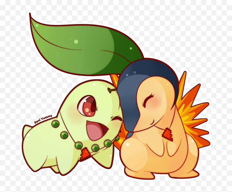 Download Hd Chikorita And Cyndaquil By Seviyummy - Pokemon Chikorita And Cyndaquil Png,Cyndaquil Png