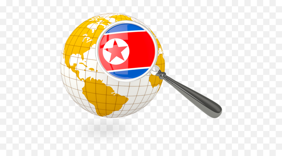 Magnified Flag With Globe Illustration Of North Korea - Globe With Canada Flag Png,Glob Icon