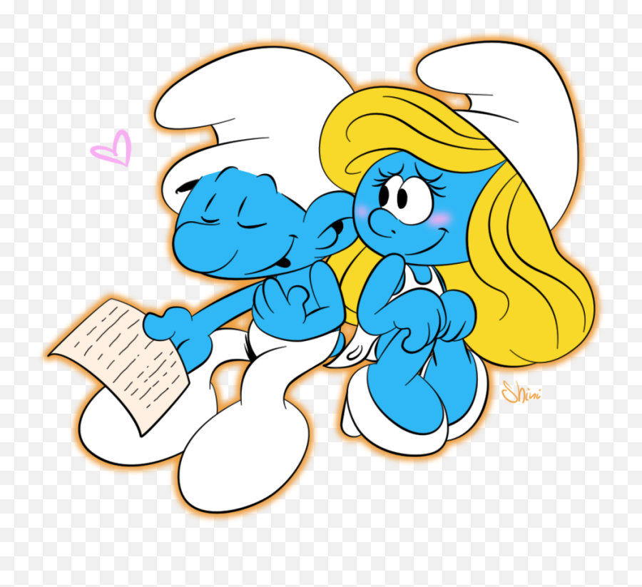 Download Hd Smurfette With Hefty - Smurfette And Hefty In Love Png,Smurf Png