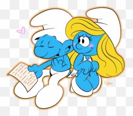 Download Hd Smurfette With Hefty - Smurfette And Hefty In Love Png,Smurf Png