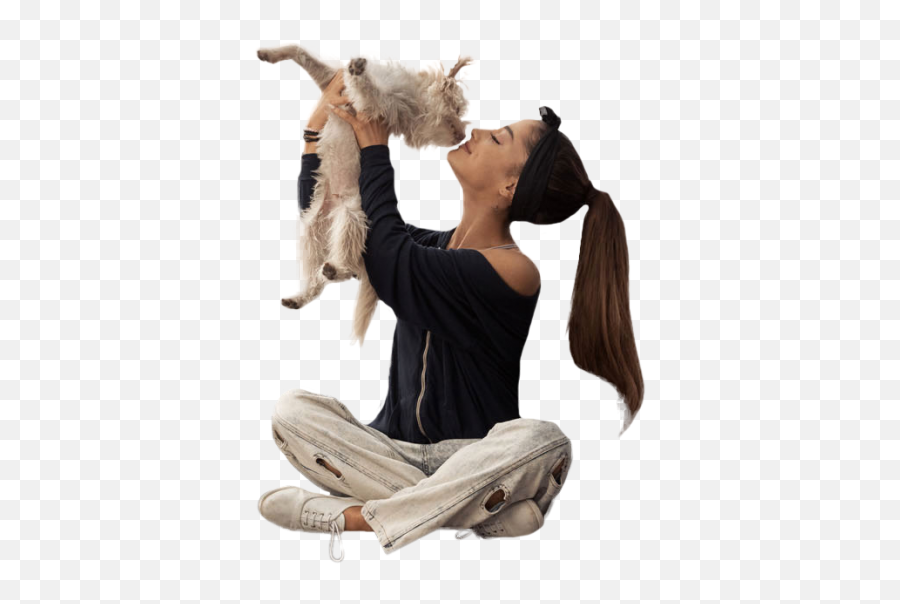 Ariana Grande Cuddling With A Cat Png Image - Purepng Free Cat And Human Png,Ariana Grande Png