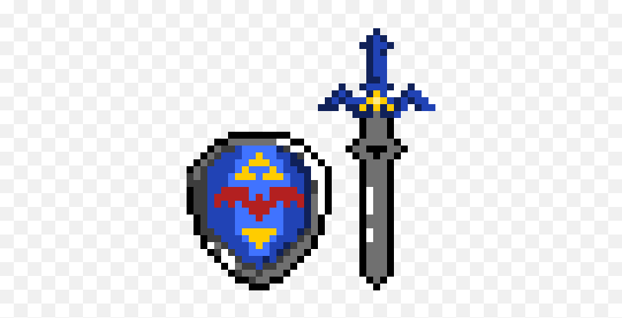 Zelda Master Sword And Shield Brighter Pixel Art Maker - Master Sword Pixel Art Png,Sword And Shield Transparent