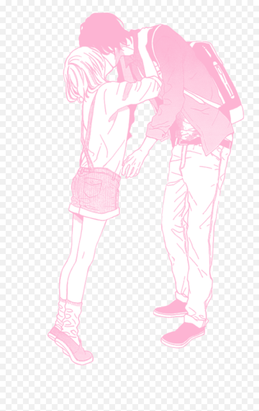 Pink Pastel Manga Anime Couple Love - Love Anime Couple Transparent Background Png,Anime Couple Transparent
