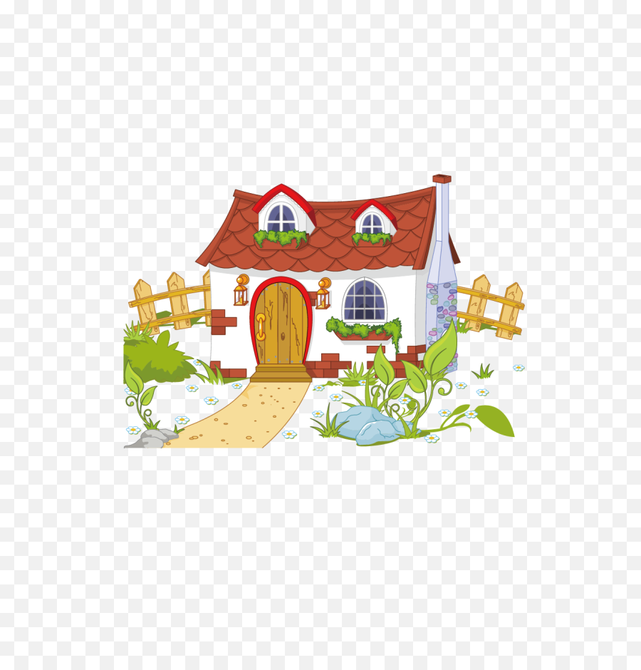 Content House And Cottage Fence Free Png Hq Clipart - House With Garden Clipart,House Cartoon Png