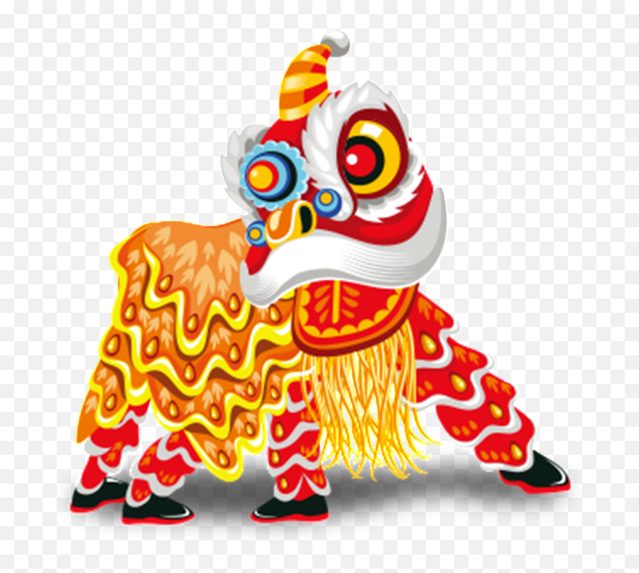 Hand Painted Flat Festive Lion Dance Png - Chinese New Year Chinese New Year Gif,Flat Hand Png