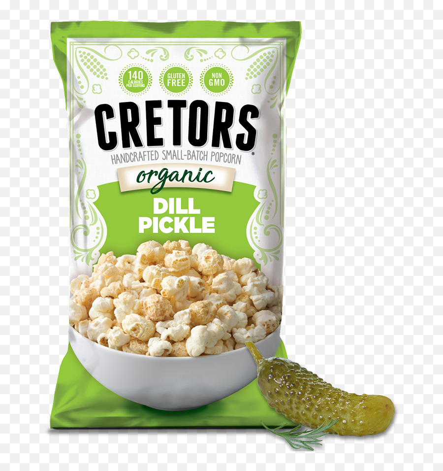Dill Pickle Popped Corn Cretors - Cretors Cheese And Caramel Popcorn Png,Pickle Transparent