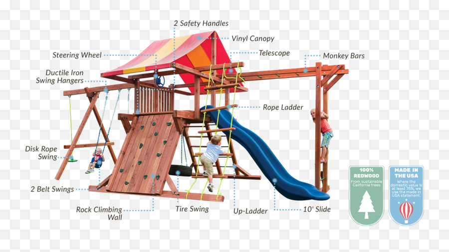 Pot Ou0027 Gold Playset With Monkey Bars U0026 Tire Swing Kids - Swing Png,Pot Of Gold Transparent