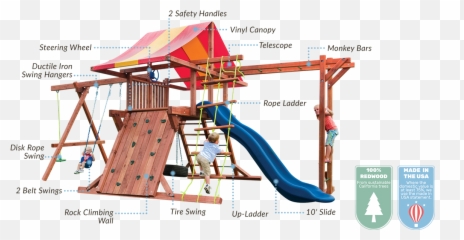 Pot Ou0027 Gold Playset With Monkey Bars U0026 Tire Swing Kids - png