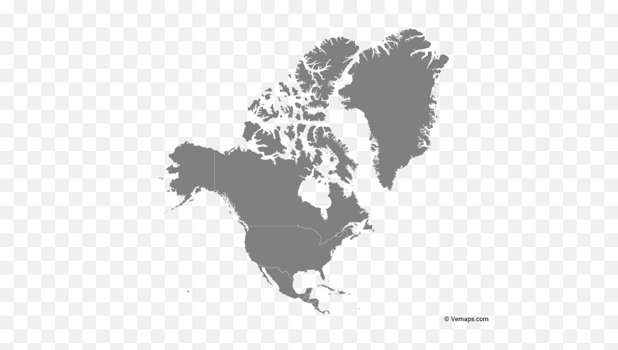 Outline Map Of North America With - North America Continent Vector Png,North Png