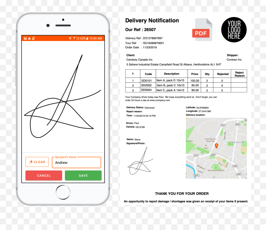 Delivery Software Proof Of App Vehicle Tracking - Smartphone Png,Cell Phone Icon For Email Signature