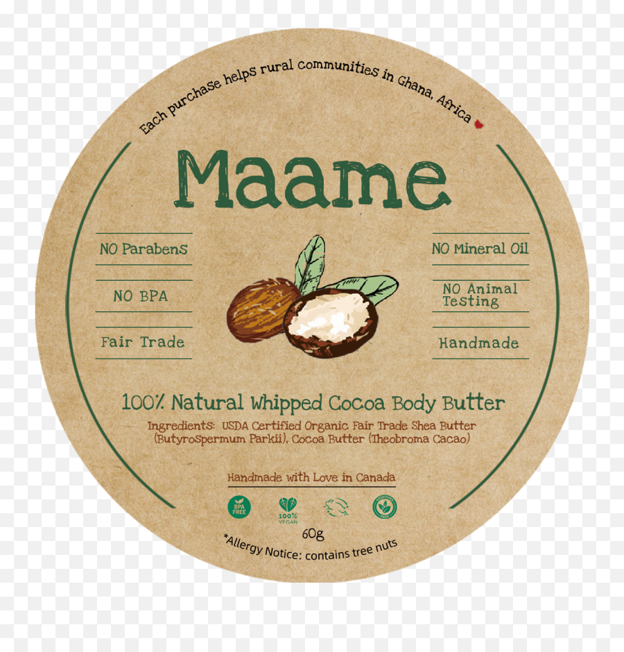 100 Natural Organic Fair Trade Whipped Cocoa Shea Body Butter 60g - Museum Of Denver At Marsico Campus Png,Pile Cacao Bean Icon