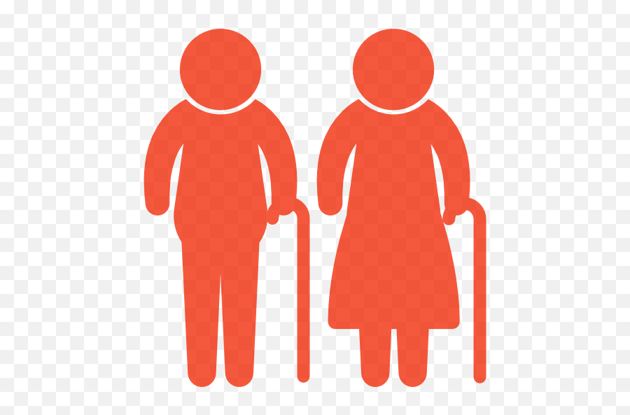 Download Hd Elderly Couple Icon - Elderly Icon Red Old Person Cartoon Black And White Png,Couple Icon Png