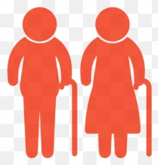 Download Hd Elderly Couple Icon - Red Old Person Cartoon Black And White png