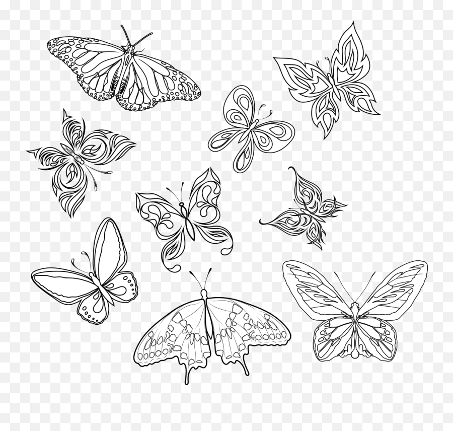 Download Butterfly Tattoo Art Insects - Butterfly Tattoo Black And White Png,Butterfly Tattoo Png