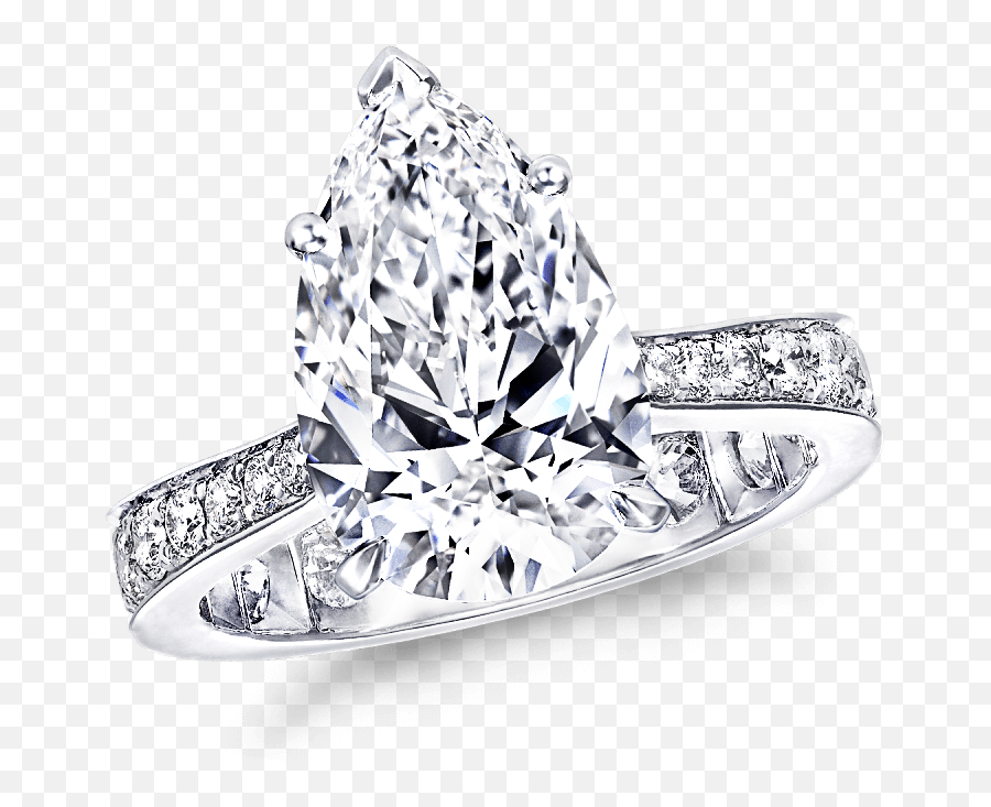 Pear Shape Diamond Ring Pavé Band Classic Graff - Engagement Ring Png,Diamond Ring Png