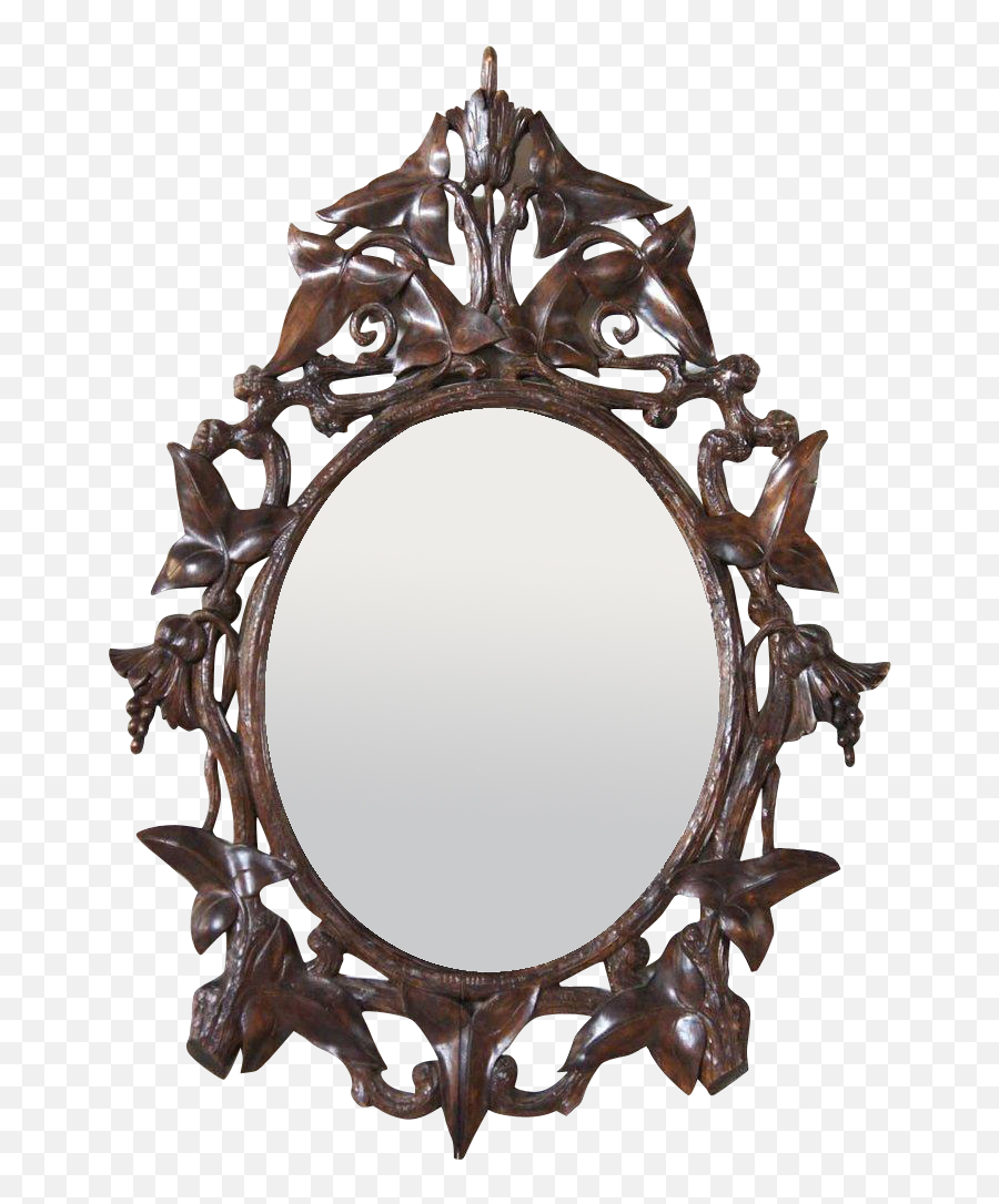 German Black Forest Walnut Oval Mirror Frame - Antique Circle Png,Mirror Frame Png